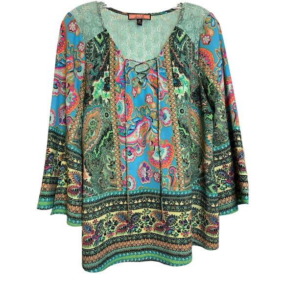 Anthropologie Olive Hill Multicolor Split Sleeve Tunic - Size M - Picture 1 of 9